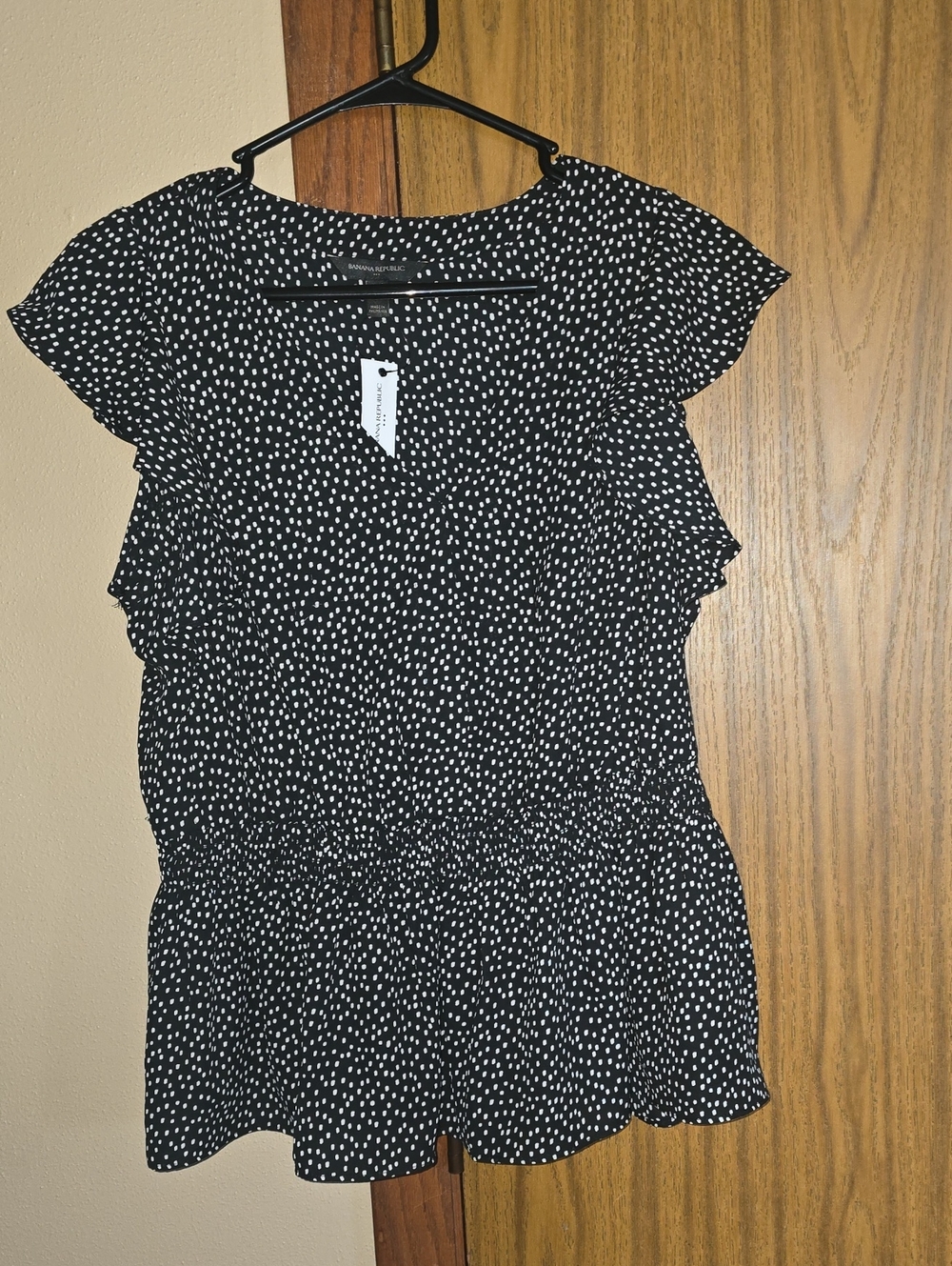 Banana Republic Black with White Polka Dot Blouse
